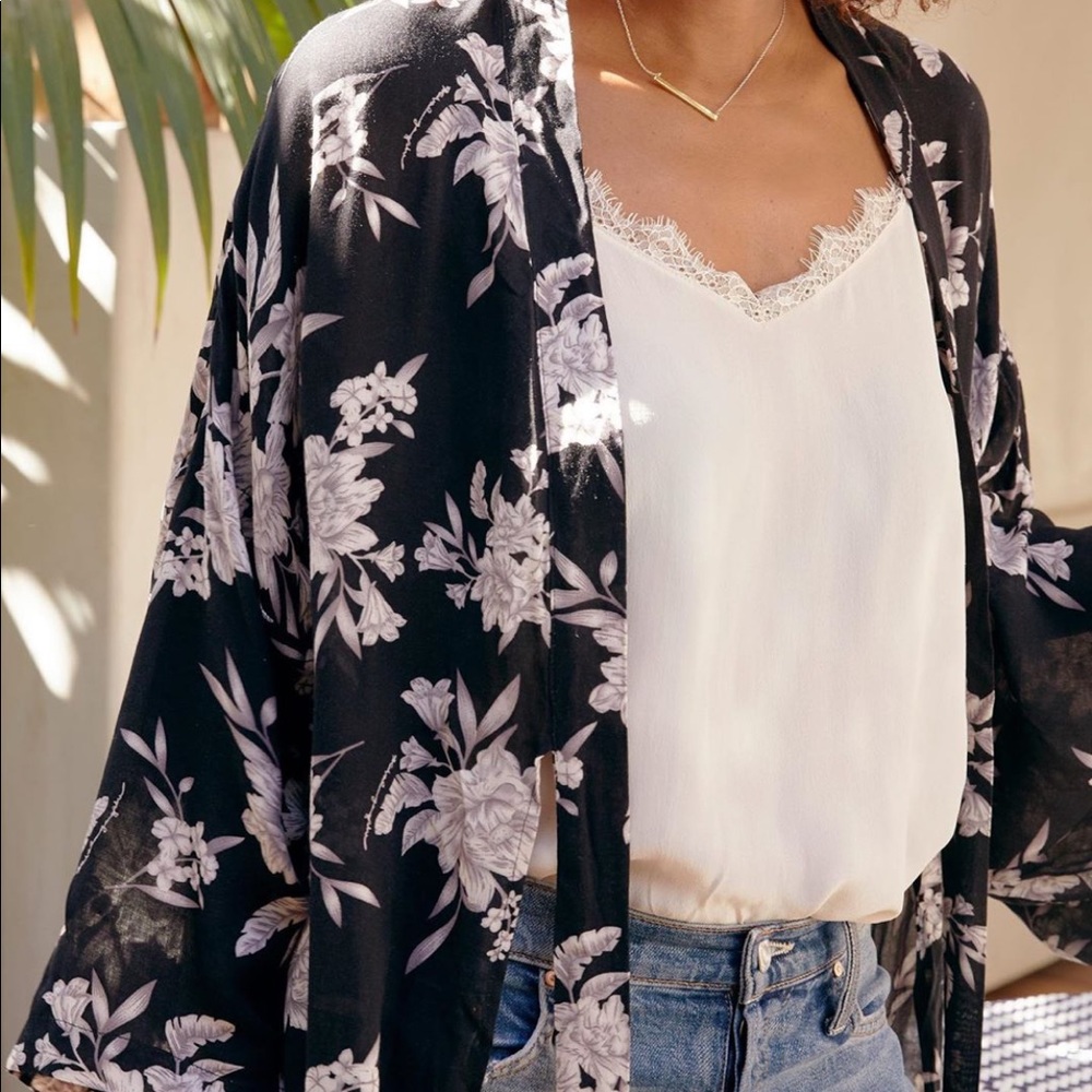 Spiritual Gangster Maya Kimono Black Floral
